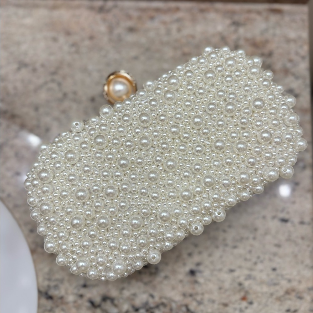 Elegant Pearl-Embellished Clutch
